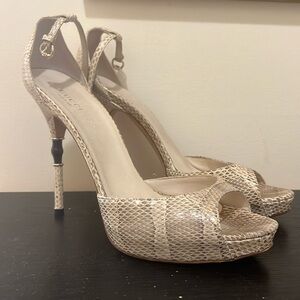 Gucci Snakeskin and Bamboo Strappy Heels